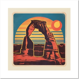 Moab Utah Arches Vintage Sunset Posters and Art